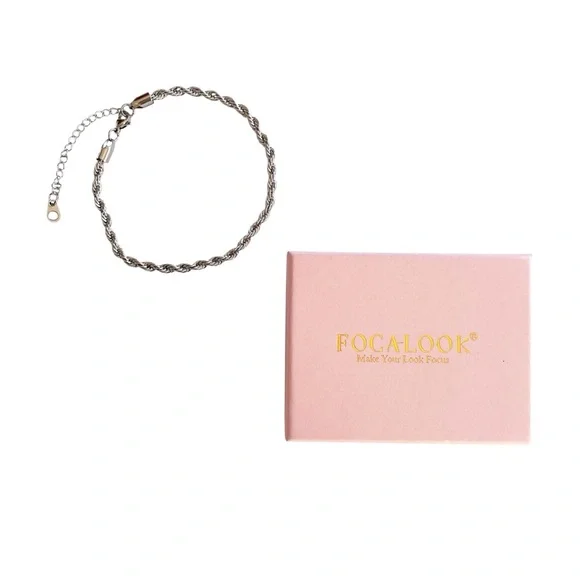 FOCALOOK 14K Gold Plated Twist Rope Anklet Stainless Steel - Picture 2 of 6